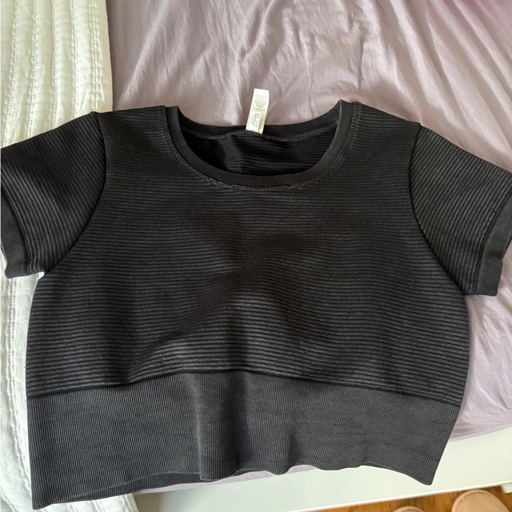 Aerie Black Boxy Crop T-Shirt